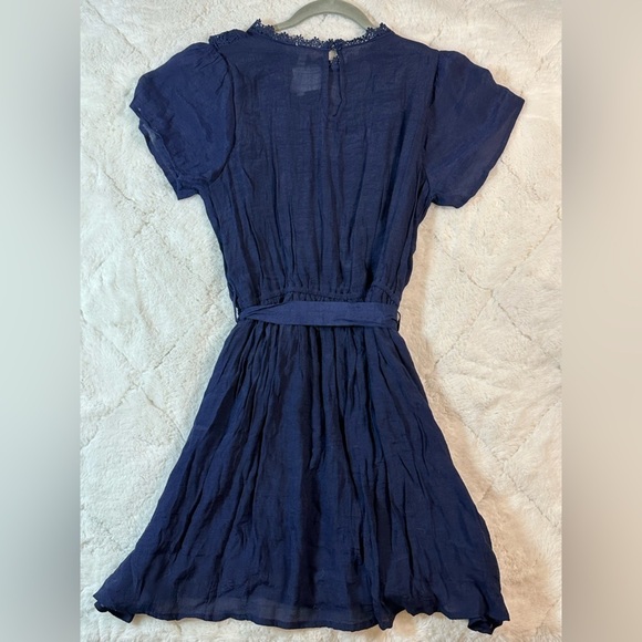 Forgotten Grace Juniors women’s Medium Blue tie waist mini Dress New NWT - Picture 6 of 7